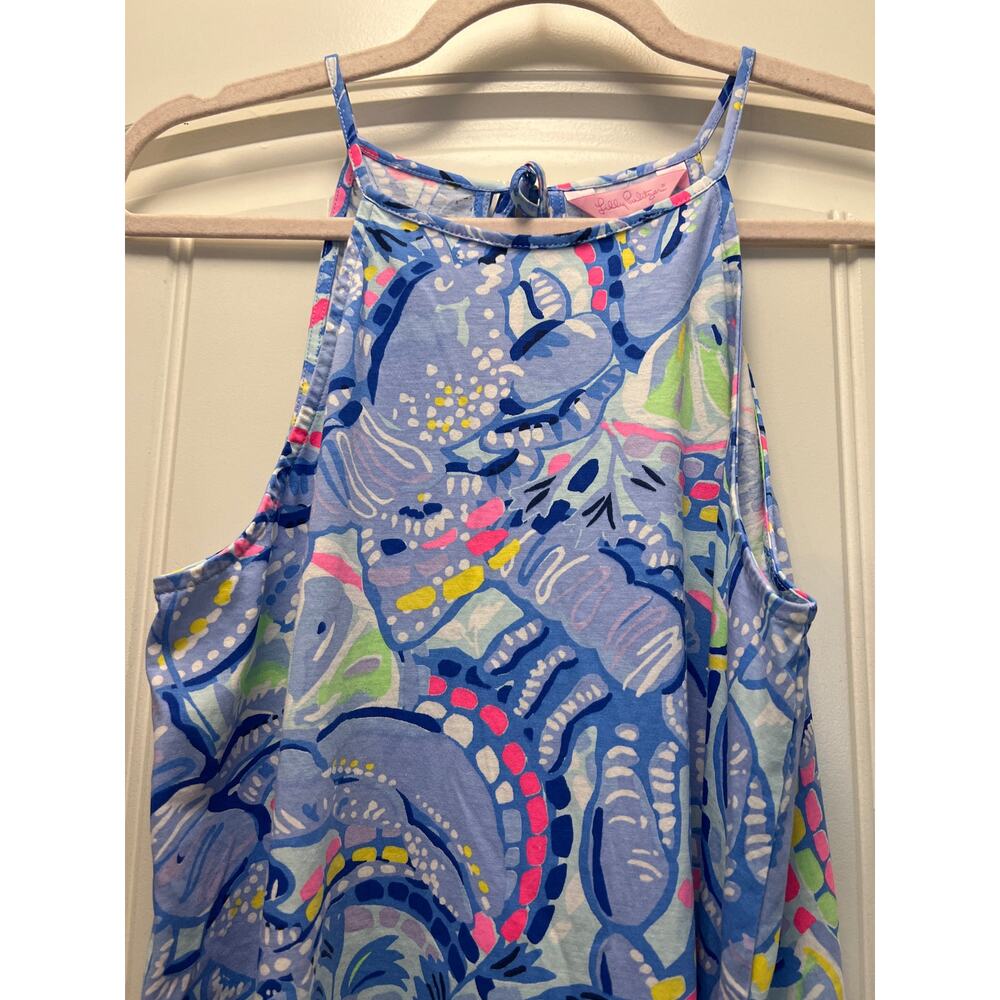 Lilly Pulitzer Women’s Margot Swing Dress Size 2 Blue Pinch Tasseled Halter Boho - Picture 4 of 6